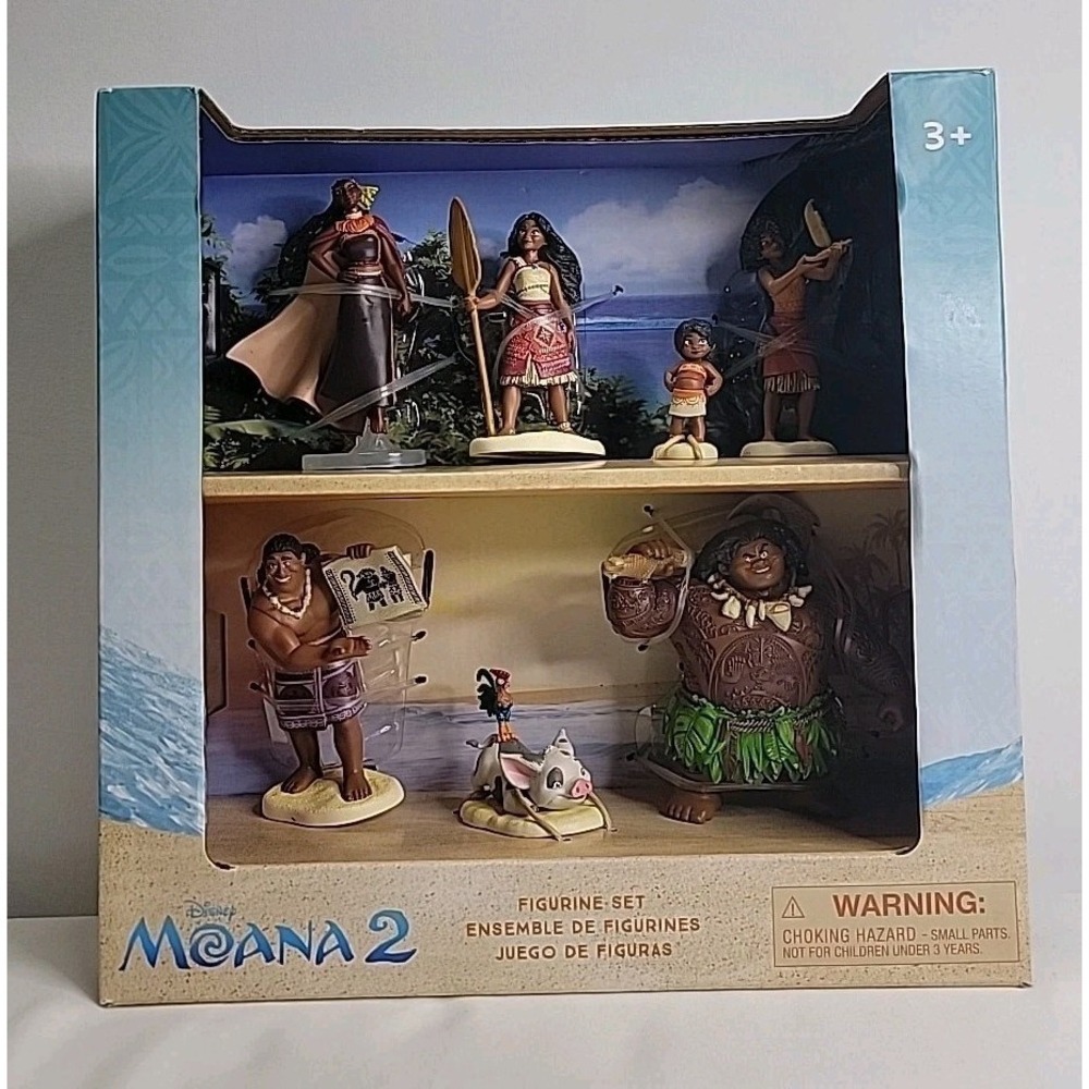 Moana 2 Figurine Set, Disney,‎ 7 Fully Sculpted Figures, Minor Box Damage
